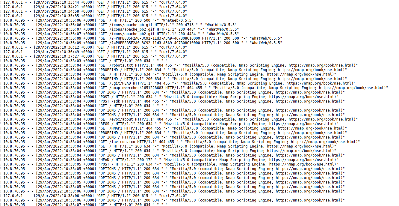 Acess to apache2 log
