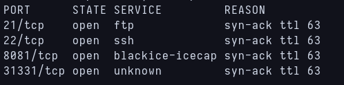 First Nmap scan for open ports