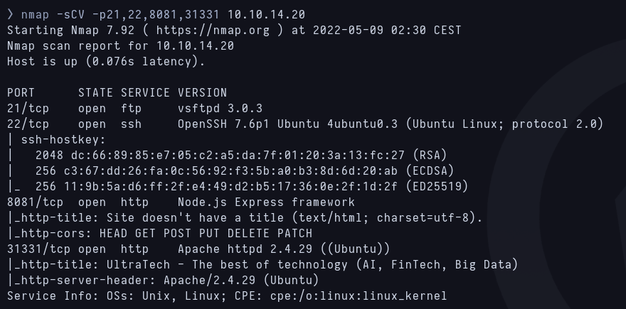 Second Nmap scan for versions